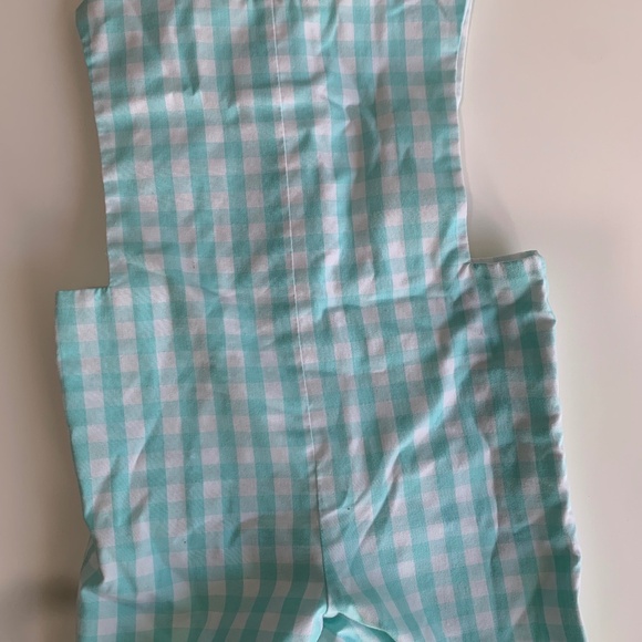 Boy's Shrimp and Grits Plaid Jonjon/Overall with Smocked Anchor Detail 6M - Picture 4 of 4